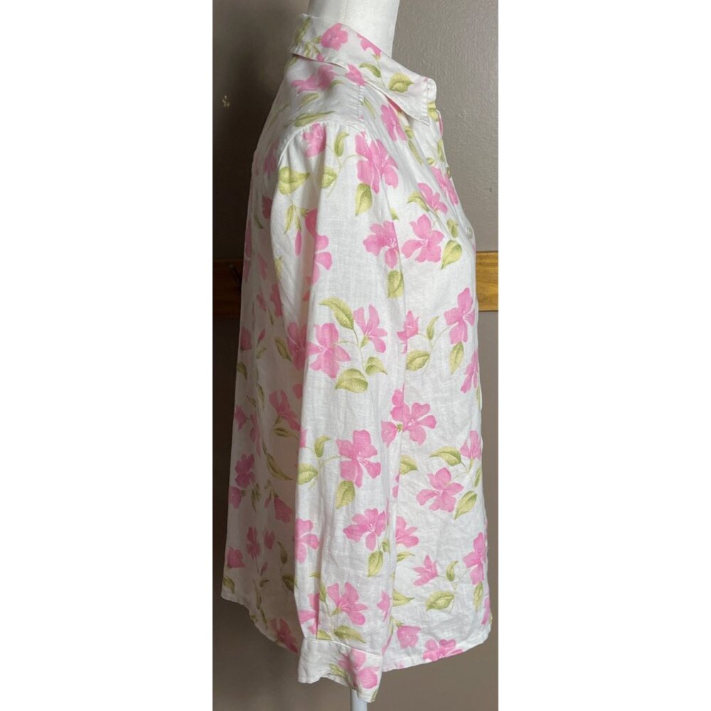Studio Works Floral Linen Shirt Cottagecore Button Fairy Spring Layers Womens S - Picture 9 of 10